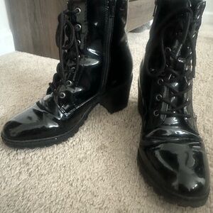 Black Patent Leather Women's Boots